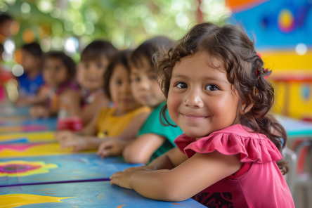 Latino child in a preschool or kindergarten class.